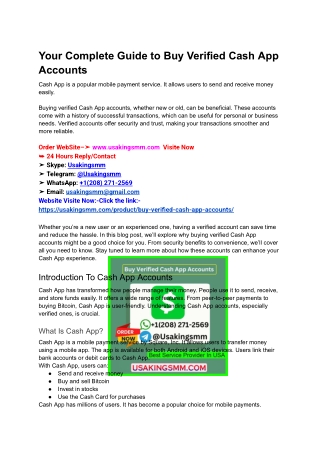Your Complete Guide to Buy Verified Cash App Accounts