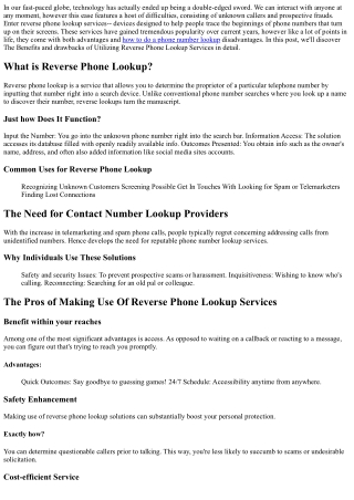The  Benefits and drawbacks of  Making The Most Of Reverse Phone Lookup  Provide