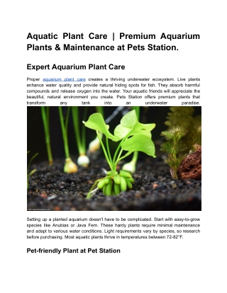 Aquatic Plant Care