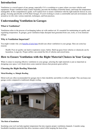 **How to Ensure Ventilation with the Right Material Choices in Your Garage**
