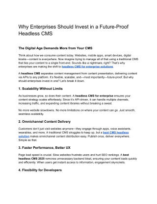 Why Enterprises Should Invest in a Future-Proof Headless CMS