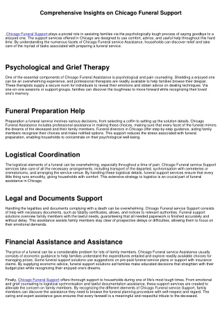 Comprehensive Insights on Chicago Funeral Service Assistance