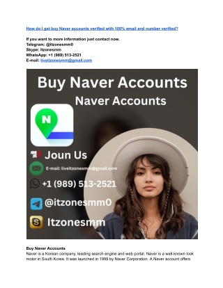How do I get buy Naver accounts verified with 100% email and number verified_