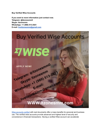 What are buy verified wise accounts in the USA 2024-2025_