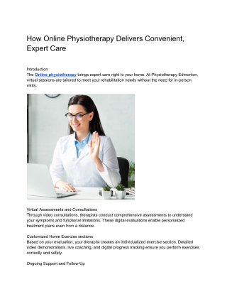 How Online Physiotherapy Delivers Convenient, Expert Care