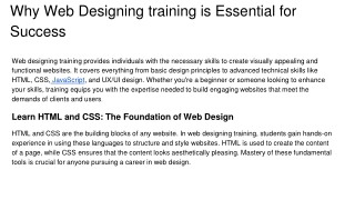 Why Web Designing training is Essential for Success
