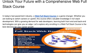 Unlock Your Future with a Comprehensive Web Full Stack Course