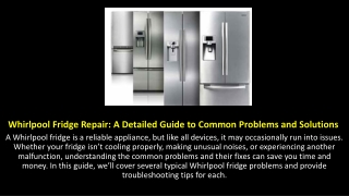 Whirlpool Fridge Repair A Detailed Guide to Common Problems and Solutions