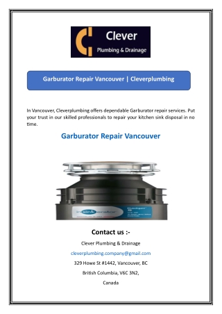 Garburator Repair Vancouver  Cleverplumbing