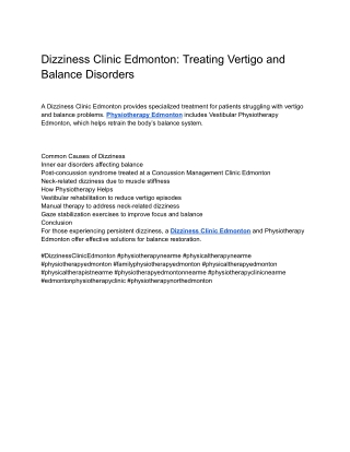 Dizziness Clinic Edmonton_ Treating Vertigo and Balance Disorders