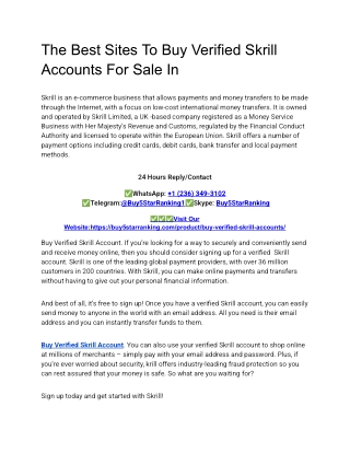 The Best Sites To Buy Verified Skrill Accounts For Sale In