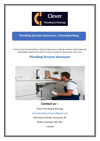 Plumbing Services Vancouver  Cleverplumbing