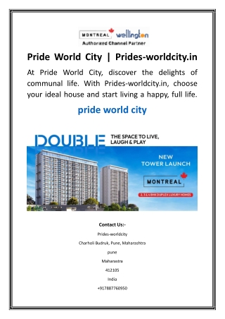Pride World City  Prides-worldcity.in