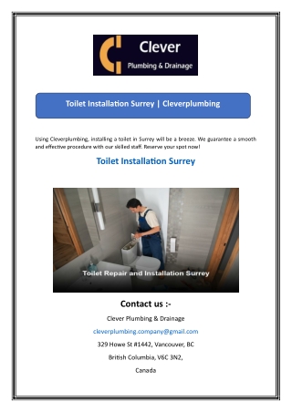 Toilet Installation Surrey  Cleverplumbing