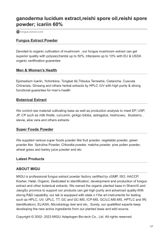 ganoderma lucidum extract,reishi spore oil,reishi spore powder; icariin 60%