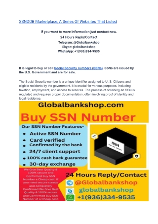 SSNDOB Marketplace, A Series Of Websites That Listed