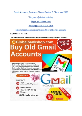 Gmail Accounts Business Phone System & Plans usa 2026