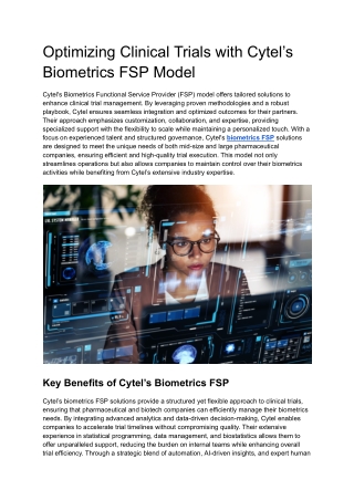 Optimizing Clinical Trials with Cytel’s Biometrics FSP Model