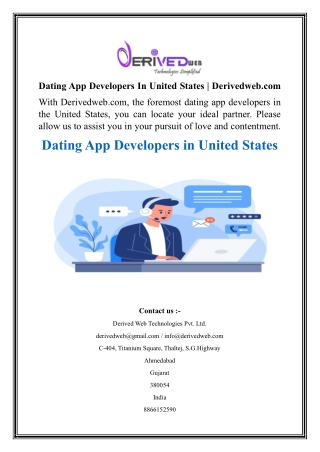 Dating App Developers In United States  Derivedweb.com