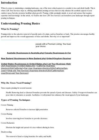 Improving Your Landscape with LJR's Expert Pruning Services