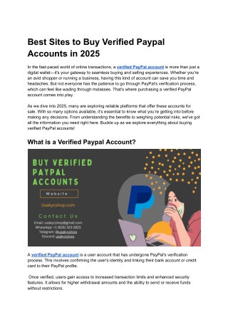 Best Sites to Buy Verified Paypal Accounts in 2025