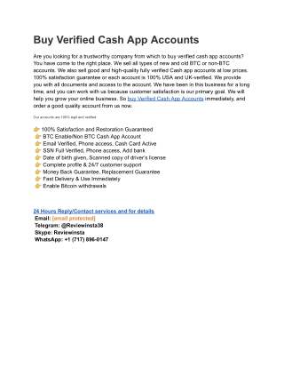 Top 10 Best Place To Buy Verified Cash App Accounts 2025