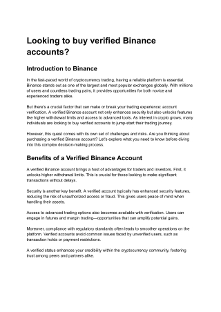 Looking to buy verified Binance accounts?