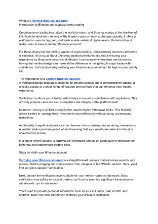 What is a Verified Binance account?