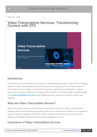 Video Transcription Services Transforming Content with GTS