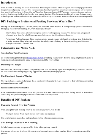 “DIY Packing vs Professional Packing Services: What’s Best?”