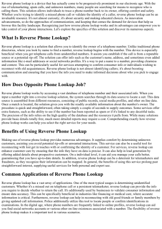 Just How Reverse Phone Lookup Works - Understanding the  Method and Its  Usages