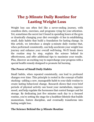 The 5-Minute Daily Routine for Lasting Weight Loss