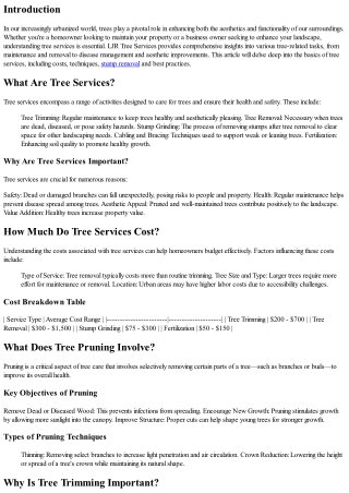 Understanding the Basics of Tree Services with LJR Tree Services