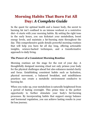 Morning Habits That Burn Fat All Day_ A Complete Guide