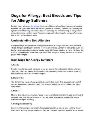 Dogs for Allergy_ Best Breeds and Tips for Allergy Sufferers