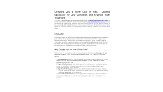 Complete Jaw & Tooth Care in India - Leading Specialists for Jaw Correction and