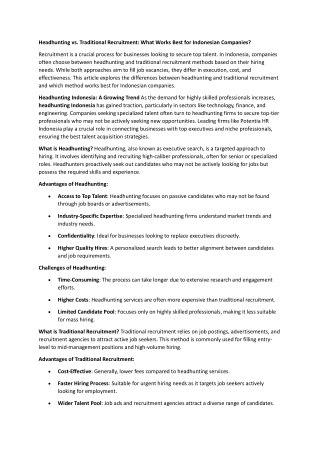 Headhunting vs. Traditional Recruitment: What Works Best for Indonesian Companie