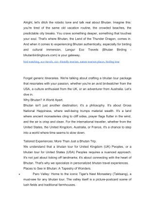 Enchanting Kingdom of Bhutan