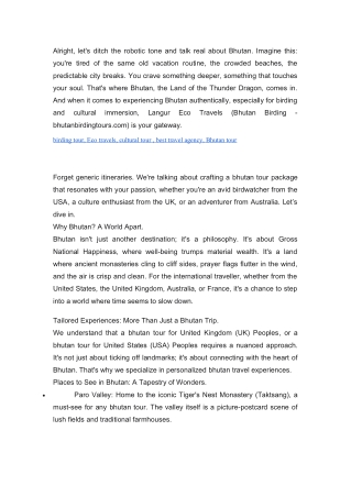 Langur Eco Travels offers customized Bhutan