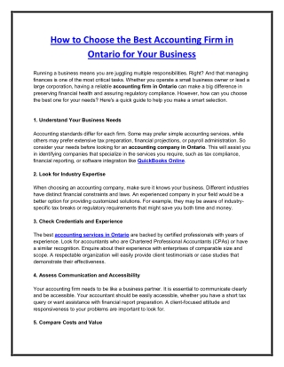 How to Choose the Best Accounting Firm in Ontario for Your Business