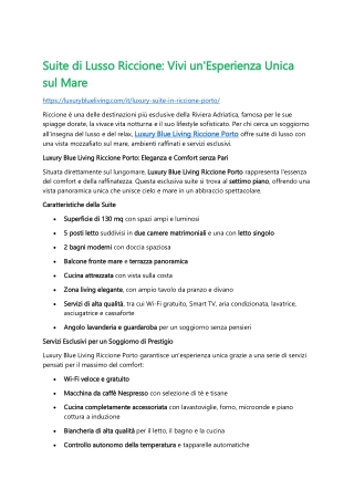 Suite di Lusso Riccione   Vivi un'Esperienza Unica sul Mare