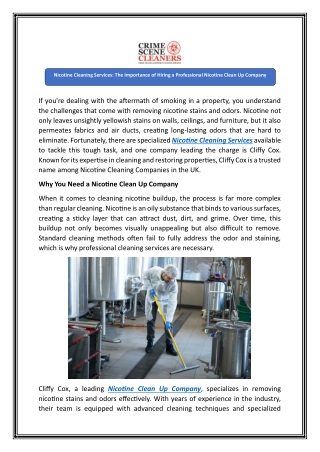 Expert Nicotine Cleaning Services Available Now