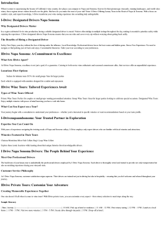 I-Drive: Offering Luxury Tours in the Heart of Napa & Sonoma