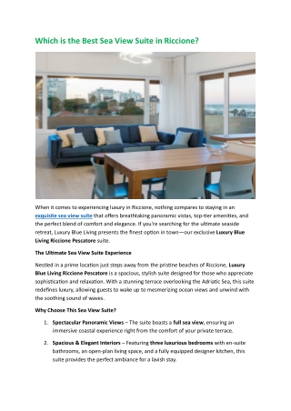 Which is the Best Sea View Suite in Riccione