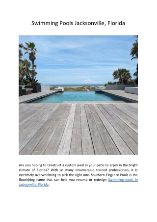 Swimming Pools Jacksonville Florida