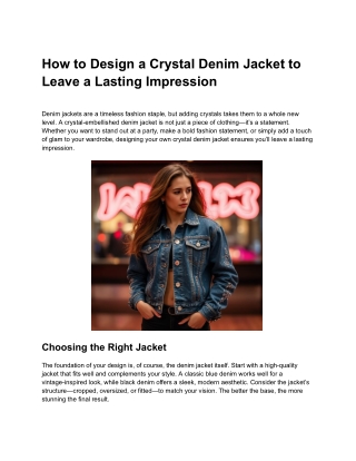 How to Design a Crystal Denim Jacket to Leave a Lasting Impression