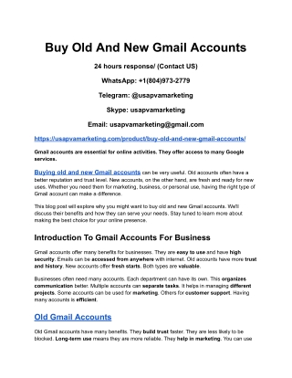 Buy Old And New Gmail Accounts