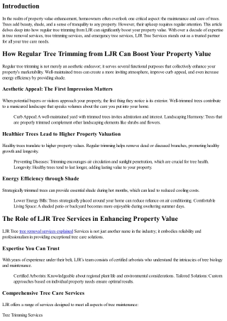 How Regular Tree Trimming from LJR Can Boost Your Property Value