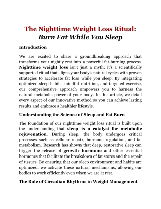 The Nighttime Weight Loss Ritual_ Burn Fat While You Sleep