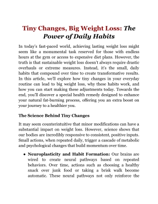 Tiny Changes, Big Weight Loss_ The Power of Daily Habits